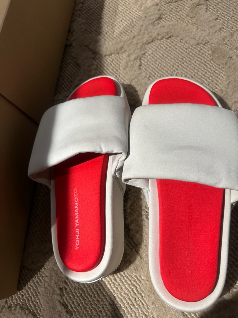 White and Red Slide Sandals - Women - Picture 4 of 5